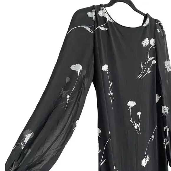 White House Black Market Long Sleeve Chiffon Sleeve Shift Dress Size Medium - Picture 5 of 7